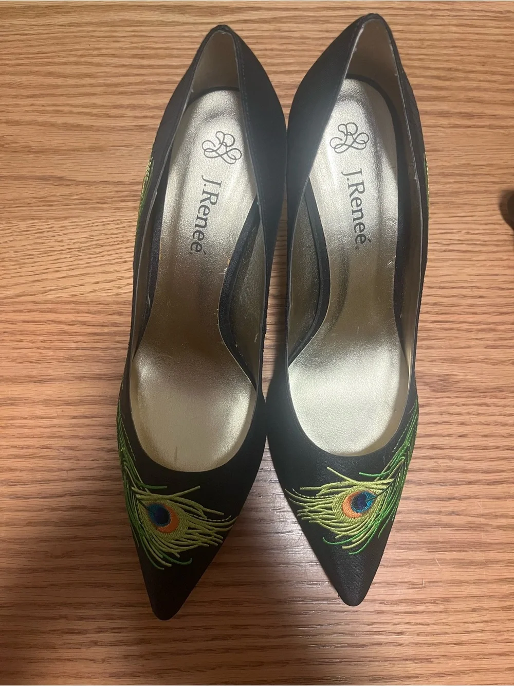 J. Renee Peackock Feather Heels Size 8.5
